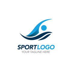 Sport logo design template with abstract shapes vector