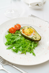 roasted avocado and fried egg