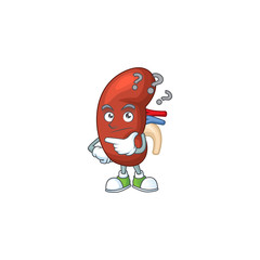 Leaf human kidney mascot design concept having confuse gesture