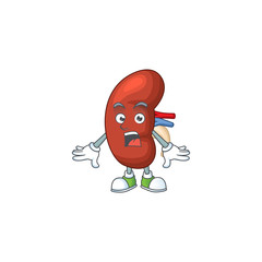 A cartoon design of leaf human kidney showing an amazed gesture