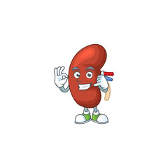 Leaf human kidney mascot cartoon design make a call gesture