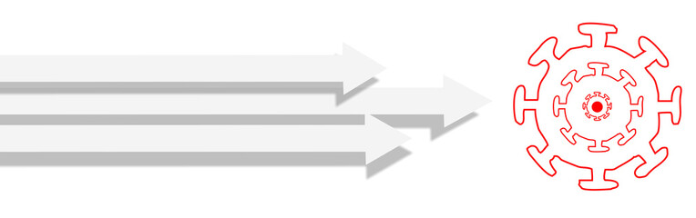 covid-19 coronavirus vaccine treatment find solution research contest, arrows and virus target - 3d rendering