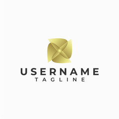 Rectangular shaped abstract logo design with a golden color.