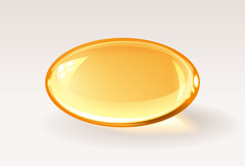 Golden trasparent capsule - realistic medical pill or honey drop