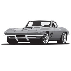 Obraz na płótnie Canvas Silver 1960's Vintage Classic muscle Sports Car