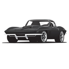 Black 1960's Vintage Classic muscle Sports Car