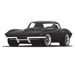 Naklejka premium Black 1960's Vintage Classic muscle Sports Car