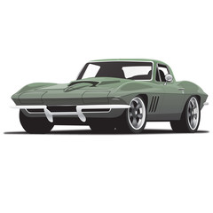 Obraz na płótnie Canvas Green 1960's Vintage Classic muscle Sports Car