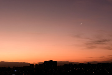 Sunset city at Santiago de Chile