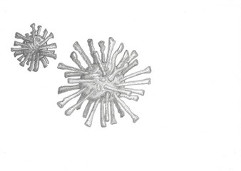 COVID-19 Coronavirus cell sketch on white background