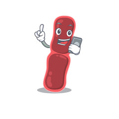 Bacillus bacteria cartoon character speaking on phone