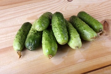 Cucumbers on table