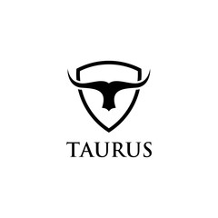 Taurus head logo design with shield template