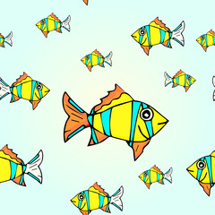 Seamless pattern with colorful aquarium fish.