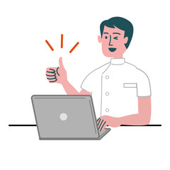 医師　医者　看護師　医療従事者　男性　パソコン　いいね