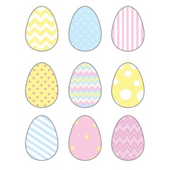 Easter eggs vector icons flat style.