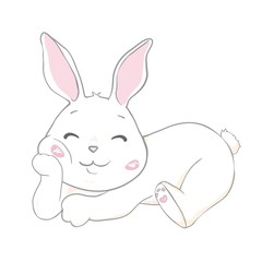 Cute Bunny.Hand drawn vector illustration.can be used for print design.