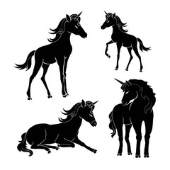 Vector unicorns image collection. Elements for design.