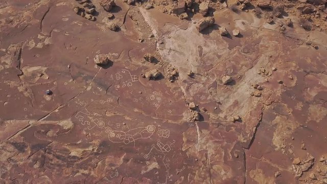 Aerial shot of rock art in Txitundo Hulo in Angola, Africa