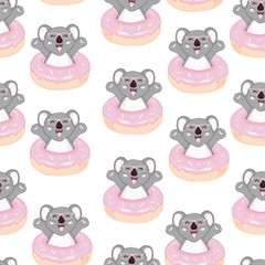 Koala bear pattern. Seamless pattern pink background.