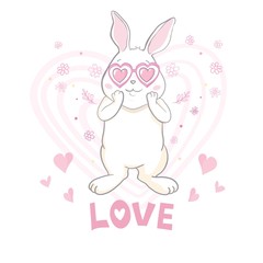 Cute Bunny.Hand drawn vector illustration.can be used for print design.