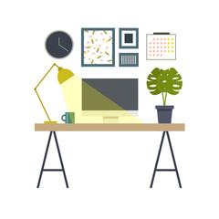 work from home, home office vector illustration