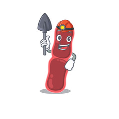 Bacillus bacteria miner cartoon design concept with tool and helmet