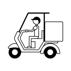 Illustration of food delivery service, vector icon isolated on white background (motorcycle)