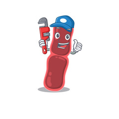 Bacillus bacteria Smart Plumber cartoon character design with tool