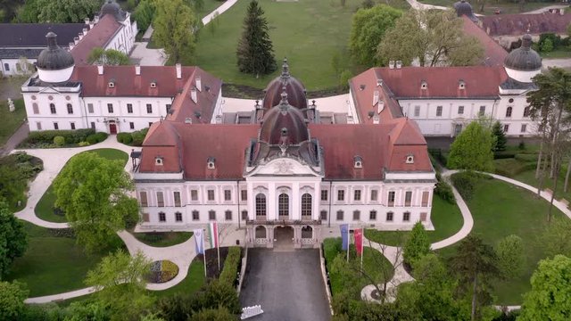 Hungary Godollo (G&ouml;d&ouml;llő).  Sissi queen summer palace.  Amazing aerial video about the Grassalkovich castle. Fantastic museum and event center is in there. Godolo is a cute city near by Budapest.