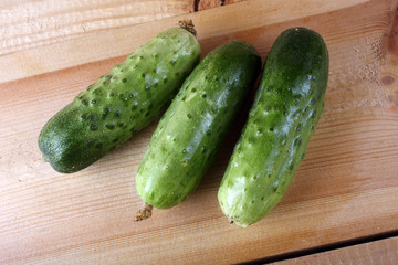 Cucumbers on table