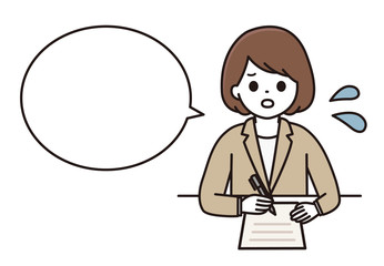 スーツ 女性 メモ 吹き出し イラスト