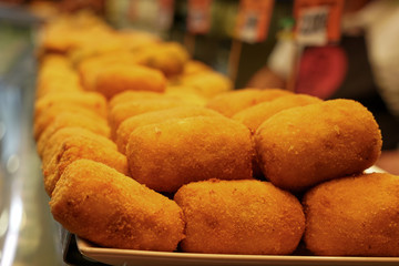 Barcelona Croquette display in Barcelona market
