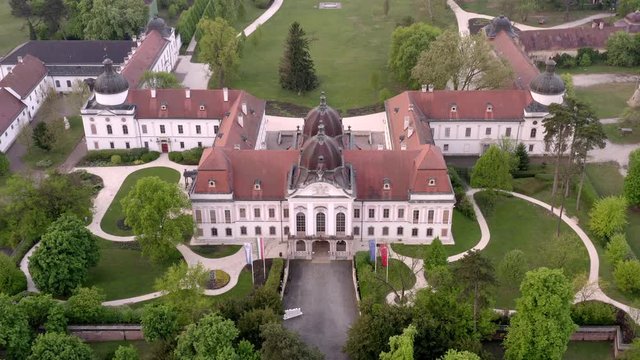 Hungary Godollo (G&ouml;d&ouml;llő).  Sissi queen summer palace.  Amazing aerial video about the Grassalkovich castle. Fantastic museum and event center is in there. Godolo is a cute city near by Budapest.