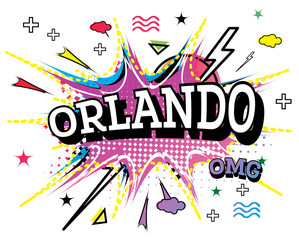 Orlando Comic Text in Pop Art Style Isolated on White Background.