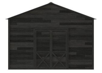 Black barn on a white background. Clipping path included. 3D rendering.