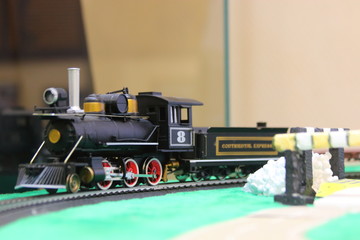 miniature of an old black train