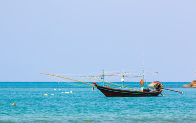 Fototapeta na wymiar Taxi boat near Thong Nai Pan Yai Beach, Koh Panghan island, Thailand