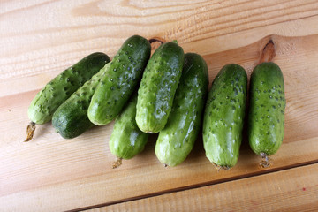 Cucumbers on table