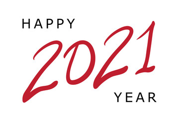Obraz premium Happy new year 2021 red color text lettering