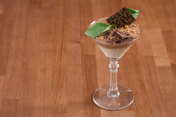 Classic tiramisu dessert in a glass