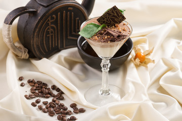Classic tiramisu dessert in a glass