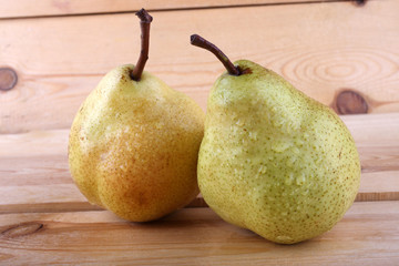 Pears on table