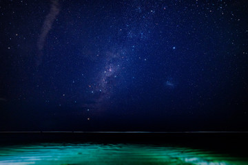 The clear blue sea and the Milky Way
