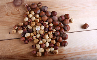 Hazelnuts on table