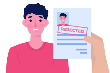 Job application rejected document paper. Vector illustration
