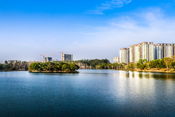 view of the city from the river