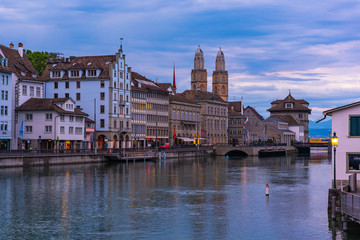 Beautiful view of Zurich in the quiet morning.