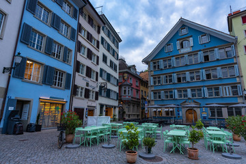 Street park and terrace in Zurich.