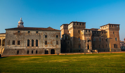 Medieval fortress, Gonzaga Saint George (Giorgio) castle in Italy, Mantua (Mantova)